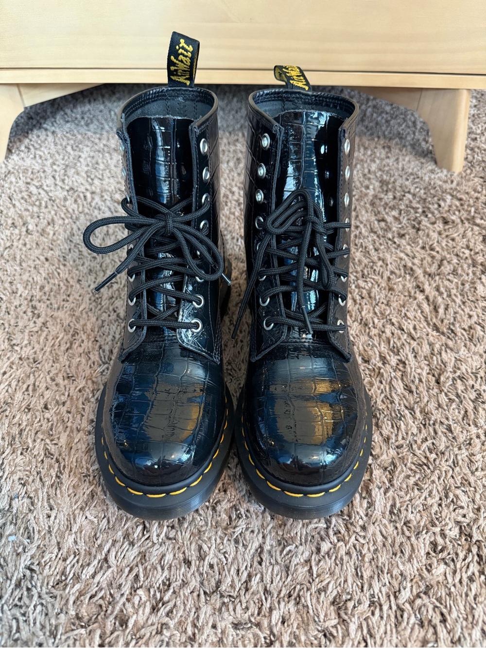 Dr. Martens 1460 Patent Croc Emboss Boots | Black | EU 39 / US Women’s 8